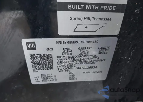 2023 GMC Acadia Slt z USA, uszkodzony, nr VIN 1GKKNULS6PZ126534